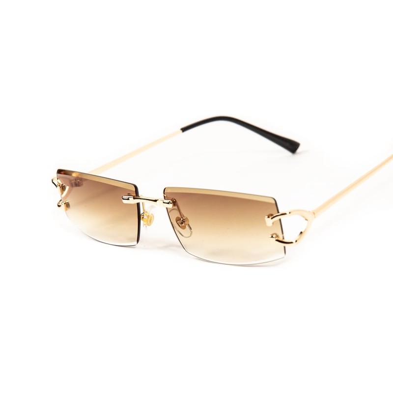 Street Knitted Men Women Stylish Narrow Rimless Light Brown Gradient