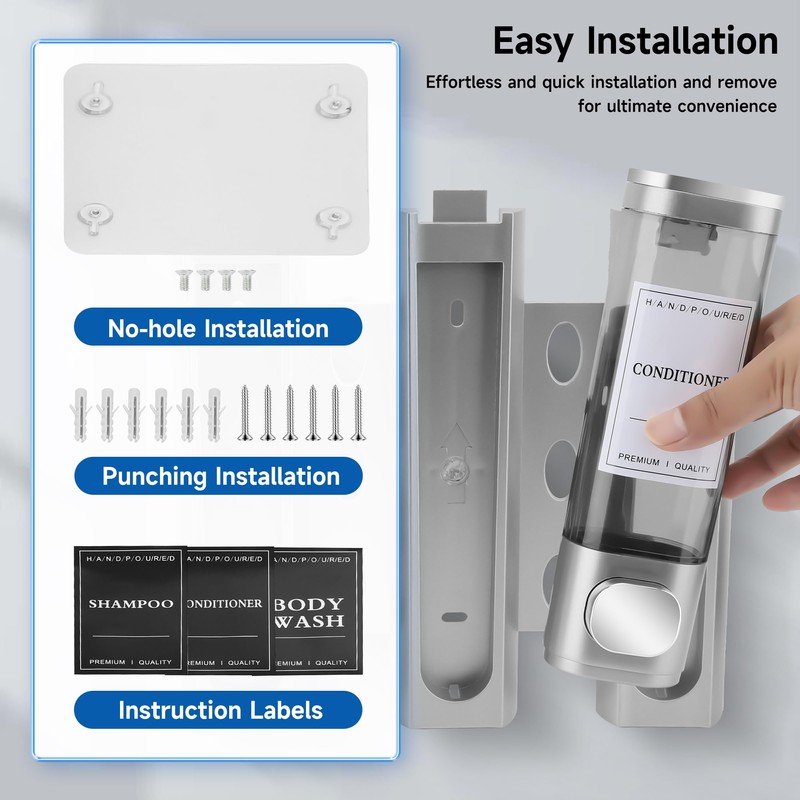 MEKOTRIN Soap Dispenser, Shampoo and Conditioner Dispenser, Shower Soap Dispenser
