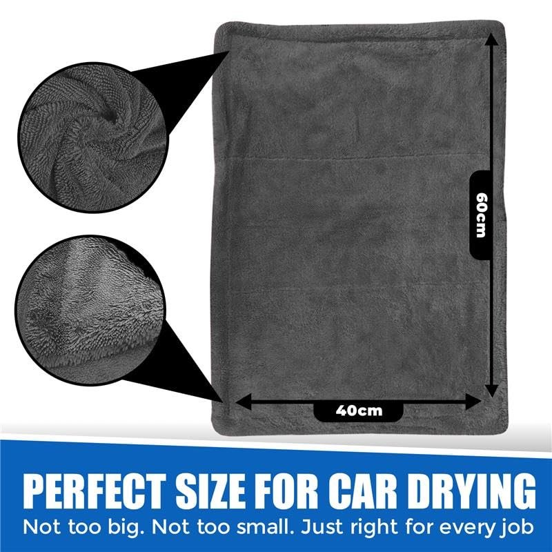 Towelogy Car Drying Towel Extra Large Dual-Sided Microfibre with Twisted