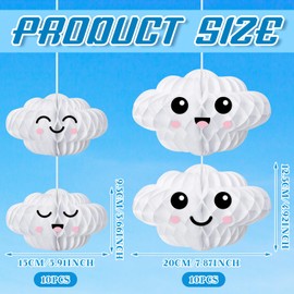 Affrolling 20 Pcs Cloud Decorations Hanging Honeycomb Decor Artificial Cloud Ornaments for Ceiling Art Wedding Birthday Nursery Room Baby Shower Party Decorations (Cute,2 Sizes)