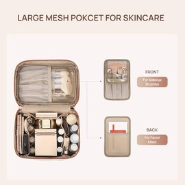 Telena Bolsa Grande de Maquillaje, Bolsa de Artículos de Aseo de Viaje para Mujeres, Estuche Organizador de Maquillaje de Cuero Vegano Bolsa Cosmética