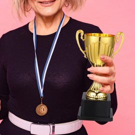 Gatuida Gold Award Trophy Cup: Gold Trophy Competition Plastic First Place Winner Award Trophies Prize Cup for Sports Competitive Tournaments Ceremonies Party Favors