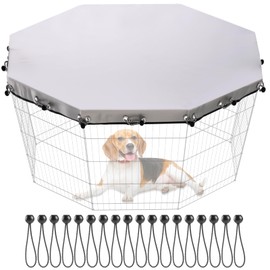 MJFSGYO Dog Playpen Cover,Fits 24 Inch 8 Panels Regular Octagon Metal Exercise Pet Pen for Pets Provide Rain Proof Shade and Security for Outdoor and Indoor (Only Cover,Playpen Not Included)