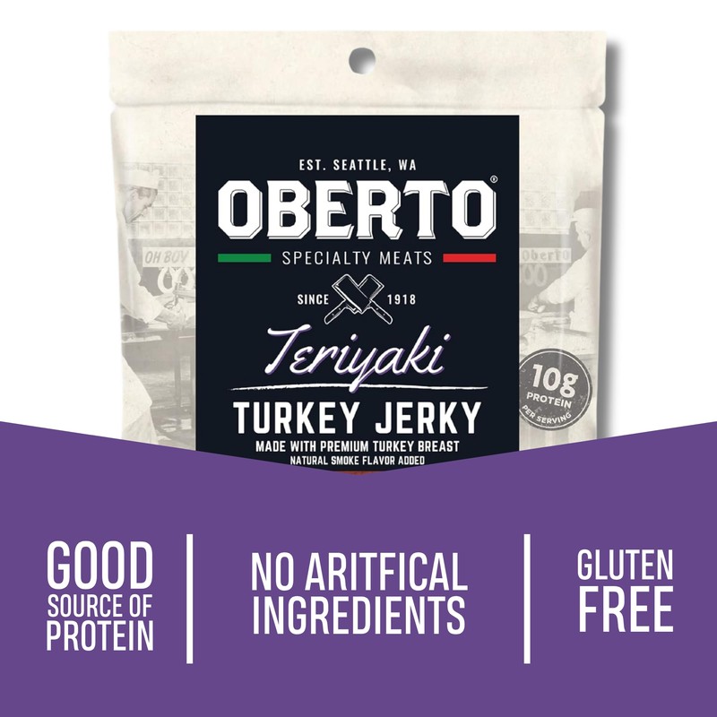 Oberto Specialty Meats Teriyaki Turkey Jerky, 2.7 Ounce (Pack of