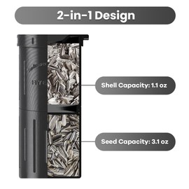 FIYEMNI Sunflower Seed Cup, with Seed Storage & Shell Disposal. Sunflower Seed Snack Spit Cup for in-Car, Travel, Outdoor & Ball Games. Works with Pistachios (Black)