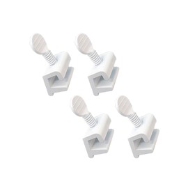 QCAA Single Small Sliding Window Security Lock, Aluminum, White Coated, 4 Pack, Made in Taiwan