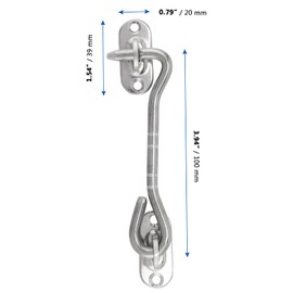 MANCHAP 6 Pack 100mm/4 Inch Cabin Hook and Eye Catch, Stainless Steel Gate Catch Hook, Privacy Hook and Eye Latch Barn Door Latch with Screws for Gate Shed Window, Silver