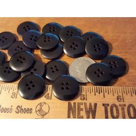 48 Buttons mKET 20MM Basic Round 4-Hole Black Buttons 13/16" Tapered to Edge 32L sew-on Sewing Crafts Blazer Jacket Headband mask Extender Buttons