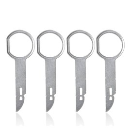 Car Radio Release Keys Extraction Tool, 4 pieces Car Radio Removal Tool Key, Stainless Steel Pins Radio Adapter Disassembly, Disc Head Unit CD Player Pins Tools, Compatible with vehicles, Silver
