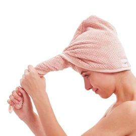 2 Pack Hair Drying Towels, Hair Wrap Towels, Super Absorbent Microfiber Hair Towel Turban with Button Design to Dry Hair Quickly(Coffee& Pink)