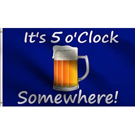 DMSE It's 5 O'clock Somewhere Blue Beer Decor Flag 3X5 Ft Foot 100% Polyester 100D Flag UV Resistant (3' X 5' Foot)
