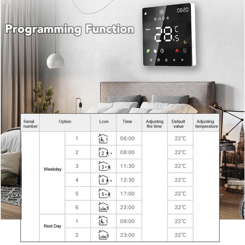 3A Digital Thermostat with LCD Display Smart Programmable Thermostat with