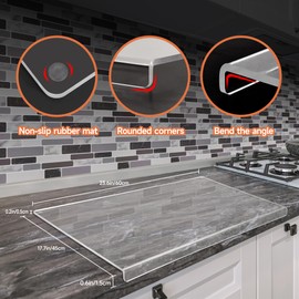 24"x 18"Acrylic Anti-Slip Transparent Cutting Board for Kitchen Counter,Clear Cutting Board for Countertop with Lip,Non Slip Chopping Board,Space Saving Countertop Protector-One Piece