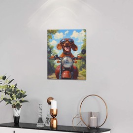 Dachshund Wall Art Wiener Dog Pictures Wall Decor Dogs Canvas Painting Print Home Modern Artwork Decorations Framed for Bathroom Living Room Bedroom Office 12 x 16 inch