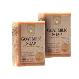 Honey Sweetie Acres 2-Pack All Natural Moisturizing 5 Oz Bars of Handmade Clove Nutmeg Goat Milk Soap – Nourishing, Eco-Friendly, and Gentle on Skin