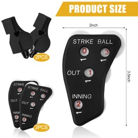 2PCS Baseball Umpire Clicker with 2PCS Referee Whistles, 4 Wheels Baseball Indicator Umpire Not Easy to Slide Counter for Softball Coach Umpire Scorekeeper Recording Outs & Innings Balls (Black)