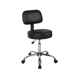 Boss Office Products B245-BK Be Well Medical Spa Stool with Back, Black