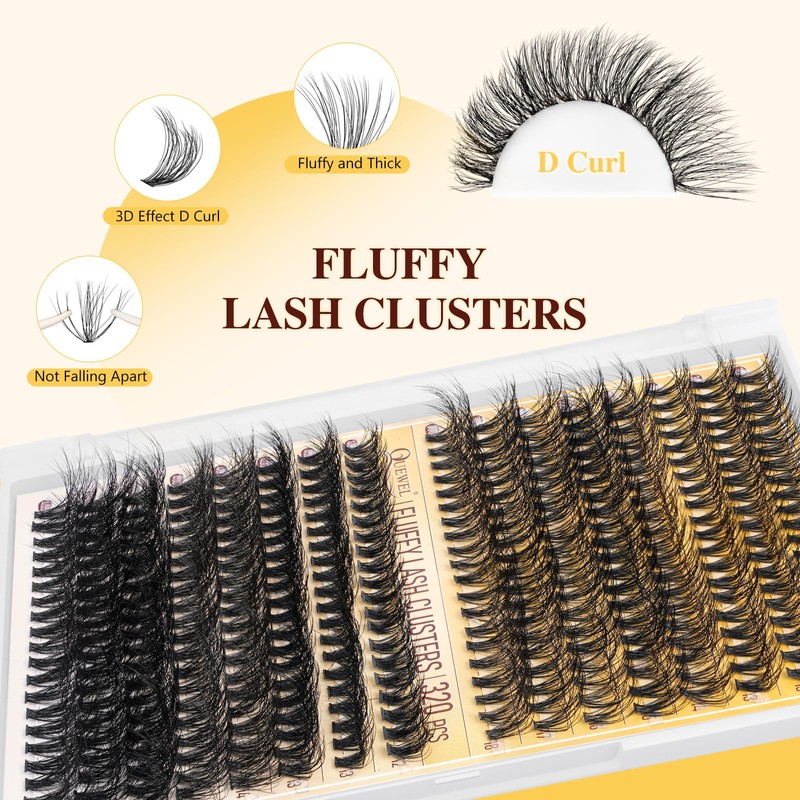 QUEWEL DIY Lash Extension Kit, 320Pcs 30D+40D 3D Clusters Mix