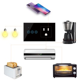 Wifi Smart Wall Outlet 2 in 1 Convenient Voice APP Touch Control Smart Socket Switch for Alexa for Assistant