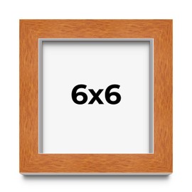 Honey Pecan 6x6 Small Shadow Box Picture Wooden Frame with White Acid-Free Backing UV Acrylic & Hanging Hardware | 3/4" Usable Depth