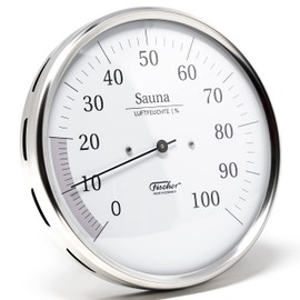 Fischer 192.01 Sauna Hygrometer Synthetic 160 mm Stainless Steel Sauna Humidity Meter Made in Germany