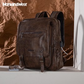 Montana West Laptop Backpack Purse for Women Men Unisex Vintage Backpack Casual Daypack Travel Work with USB Charging Port