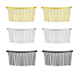 Dusenly 6 x Hair Combs 20 Teeth Metal Hair Combs 3 Colours Fantasy DIY Metal Wire Hair Clips Comb Bridal Veil Comb
