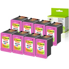 NineLeaf 8 Pack Remanufactured High-Yield Tri-Color Ink Cartridge Compatible for HP 901XL 901 XL CC656AN OfficeJet G510g J4524 J4580 J4680c J4624 J4660 J4640 J4540 Printers