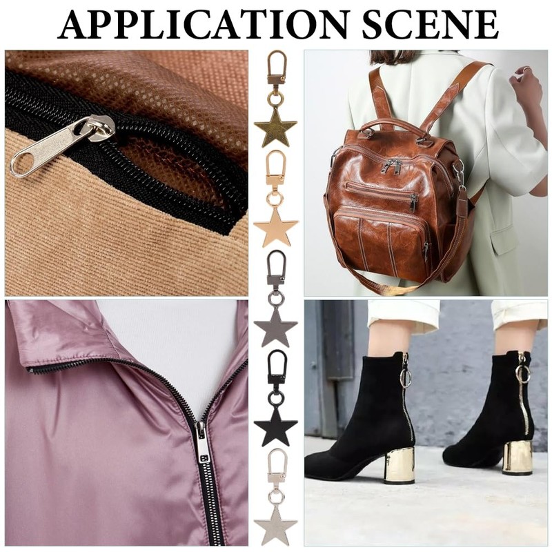 craspire 10 Stück 5 Farben Sternförmige Reißverschlussanhänger Kreative Anhänger Abnehmbares