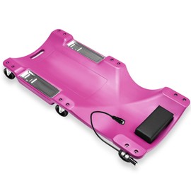 Auto Dynasty 40 Inches Mechanic Creeper, Automotive Garage Repair Low Profile Under Car Rolling Creeper with LED Light and Padded Headrest, Plastic, Purple