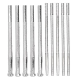 10Pcs Leather Stamping Tools 5Pcs 8x9.5mm 5Pcs 3.8mm Alloy Steel Nonslip Handle Leather Stamp Punch for Leather Craft