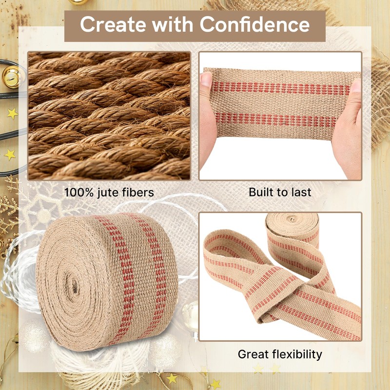 AMGSH 3.5" Craft Jute Webbing Tape | 10 Yards Roll