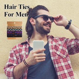 SwirlColor Hair Ties For Men, 10 Pcs Braided Elastic Mens Hair Bands No Damage Crease Breakage Hair Ties for Guys with Long Hair for Buns Curly Thick Dense Hair (Colorful)
