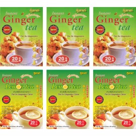 Honsei Instant Ginger Honey  Original, Lemon Flavor 20 Sachets Each 6 PACK