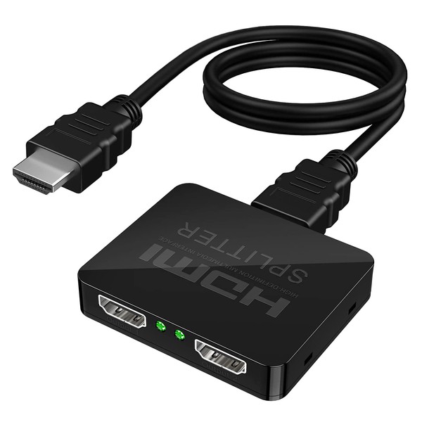 HDMI Splitter 1 in 2 Out 4K@60Hz with HDMI Cable,