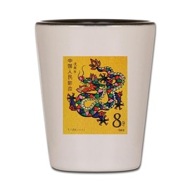 CafePress Vintage 1988 China Dragon Zodiac Postage Stamp Sho Unique and Funny Shot Glass