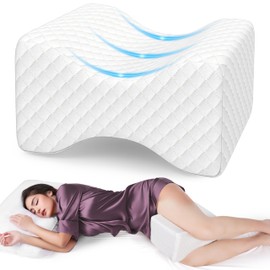 TranquilRelax TranquilRelax Knee Pillow for Side Sleepers, Leg Pillow for Side Sleeping, Smooth Pillow for Spine Aligning, Comfortable Memory Foam Pillow for Hip, Back, Sciatica, Knee, Joints Pain (White)