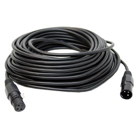 American Sound Connection Pro Lighting DJ 50 Foot DMX Cable 3 Pin Light Fixture or Control Board True DMX Cable - Black