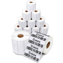 Aegis Adhesives - 3” X 1” Direct Thermal Labels for Barcodes, Address, Perforated & Compatible with Rollo, Zebra, & Other Desktop Label Printers (12 Rolls, 1300/Roll)