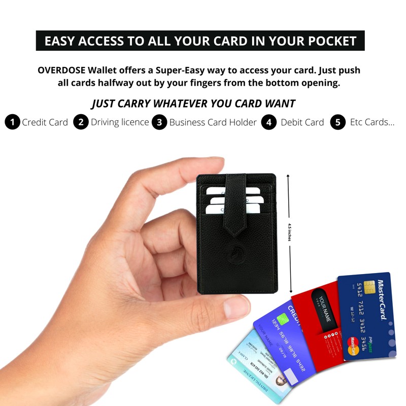OVERDOSE Slim Fine PDM Leather Credit Card Business Card Holder