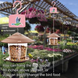 Retractable Wire Hooks for Hummingbird Feeder Bird Feeder Flower Pots Load Capacity 2KG Extendable Length 34in Easy to add Food and Reach