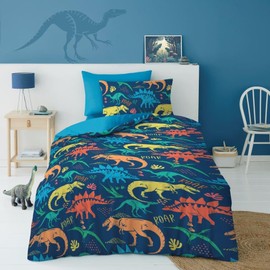 Lions Kids Dinosaur Bedding Set, Soft 100% Microfibre Polyester, Single Bed Size Duvet Covers with Matching Pillow Case, Quilt Cover for Boys Girls, 137x200cm
