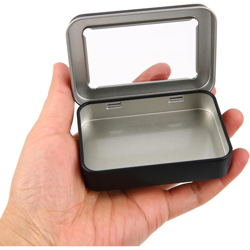 LIGHUFEIC 2 Pack Visualization Metal Hinged Tin Box Metal Rectangular