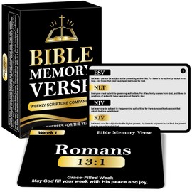 52 Memory Bible Verses Flash Cards NIV, KJV, ESV, NLT 52-Week Scripture Card Week of The Year Christian VBS Bibles Trivia Prayer Card Multi-Translation Old & New Testament for Sunday School Homeschool
