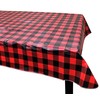 Iconikal Flannel-Backed Reusable PEVA Tablecloth Table Cover, Red Buffalo Plaid,