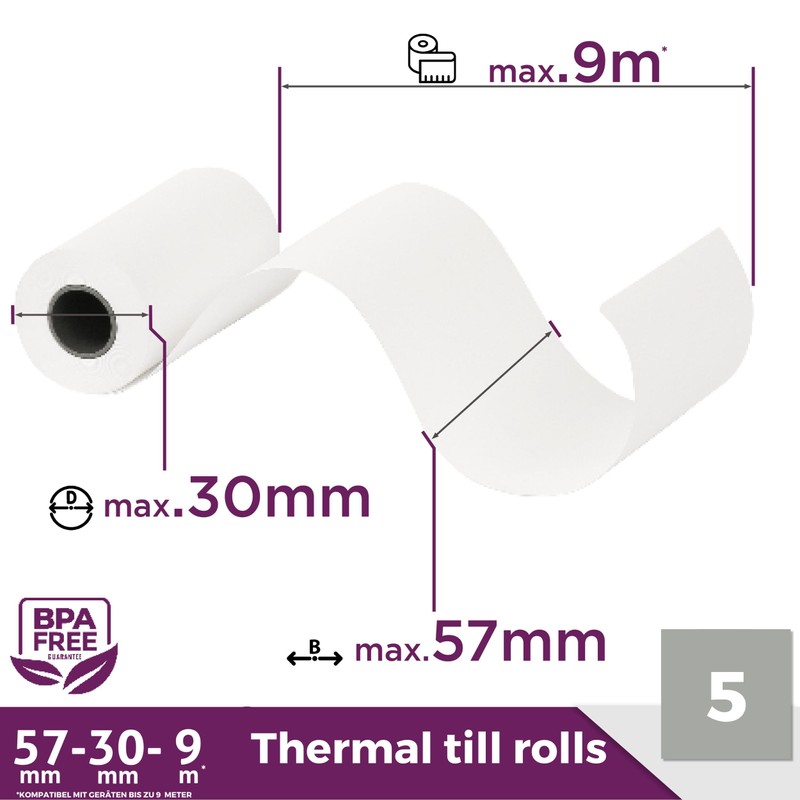 Ec-Cash Thermal Rolls 57 mm x 9 m x 12