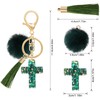 MWOOT 2 x Key Ring Cross for Pompom Tassels, Red+Green