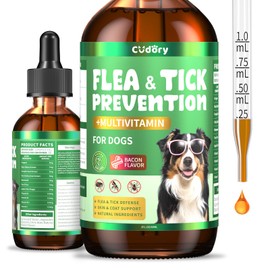 Oral Flea & Tick Support for Dogs, Herbal Liquid with Multivitamins - Dog Flea and Tick Drops Natural Supplement for Skin & Coat Support - Herbal Support Formula for Dogs Oral Supplement