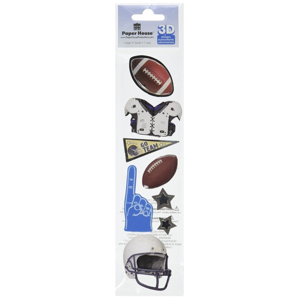 Paper House Productions STEM-0003E 3D Cardstock Stickers, Football, 2-Inch (3-Pack)