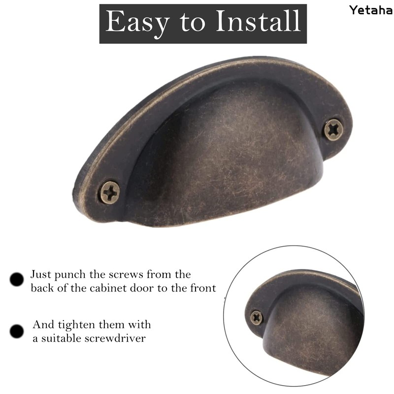 Yetaha 10PCS Cabinet Cup Pull Handle, 82x35mm Drawer Shell Pull